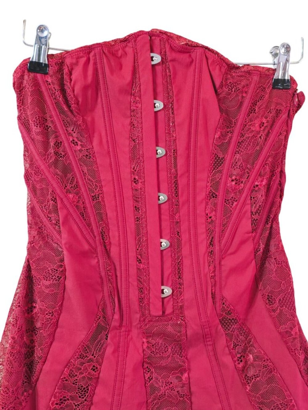 Mars the Label The Lace Clasp Detail Mini Dress, Wine Red, NWT, Sz 8US/12UK - Picture 3 of 10